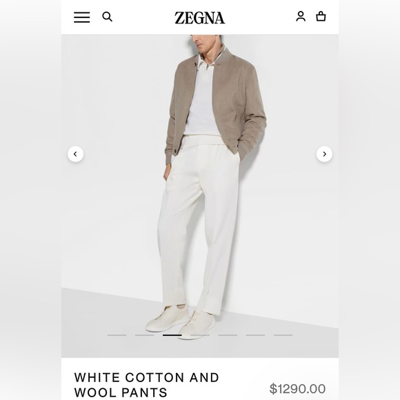 Zegna Men's Cream Dress Pants - Picture 1 of 12